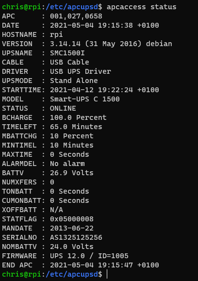 RPi UPS USB Status