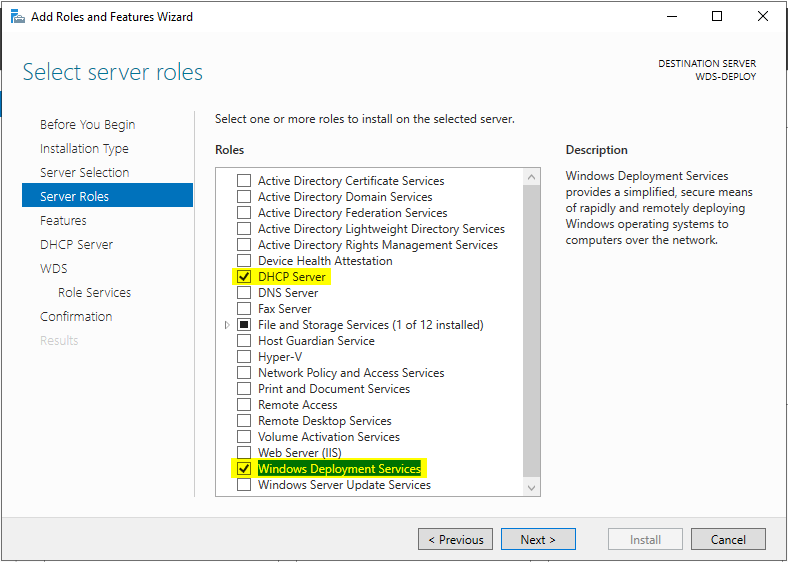 Install WDS Roles