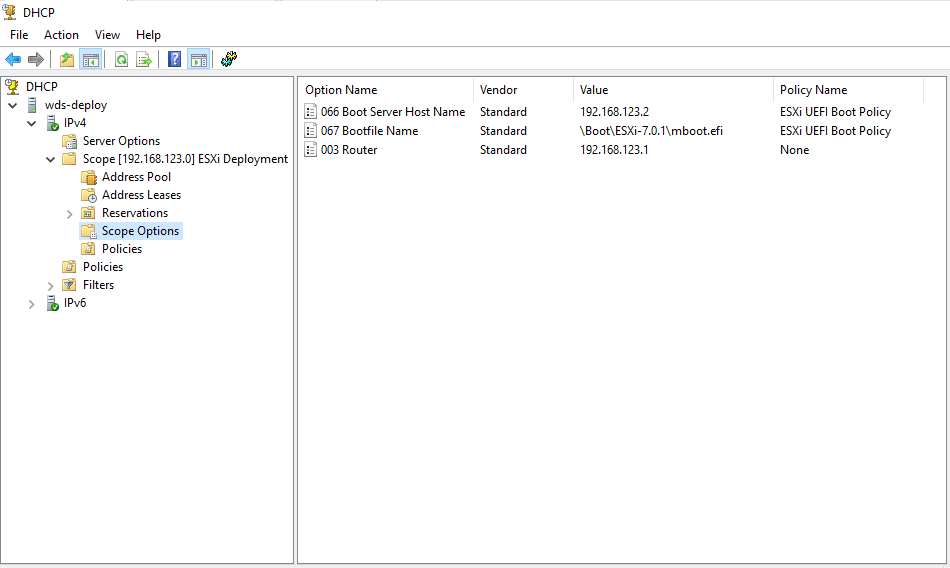 DHCP Scope Options