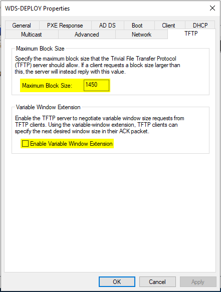 WDS TFTP Tuning