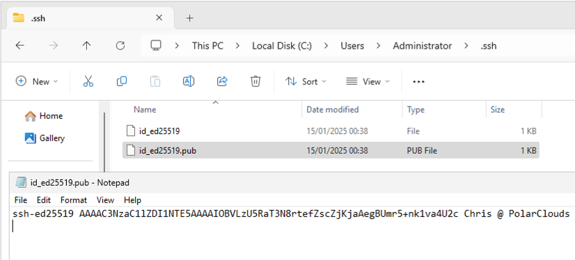 SSH Key pair - Windows