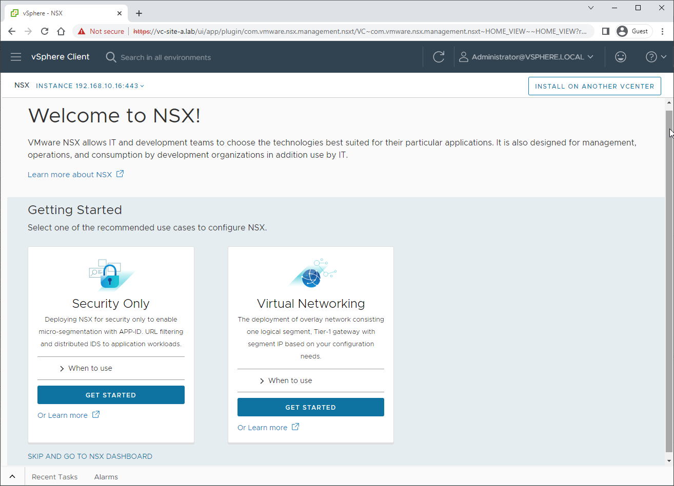 Select one of the recommended use cases to configure NSX