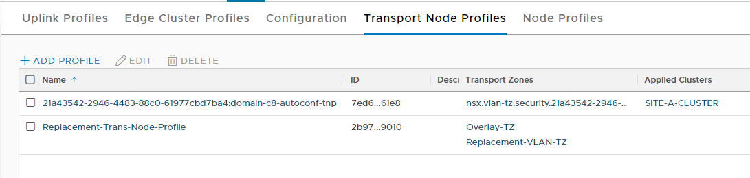 Replacement Trans Node Profile