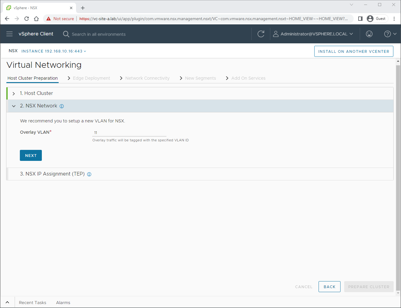 Enter Overlay VLAN ID