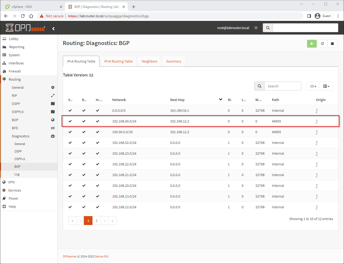 BGP Route Table