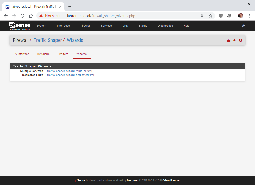 pfSense Traffic Shaper Wizard Selection