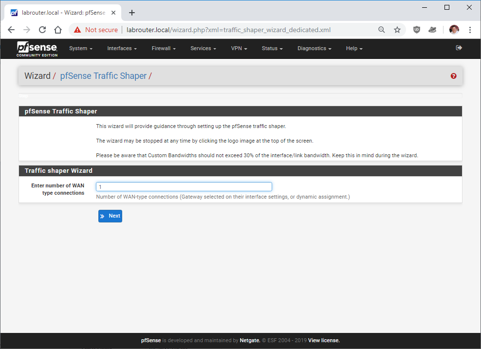 pfSense Traffic Shaper Wizard WAN connections