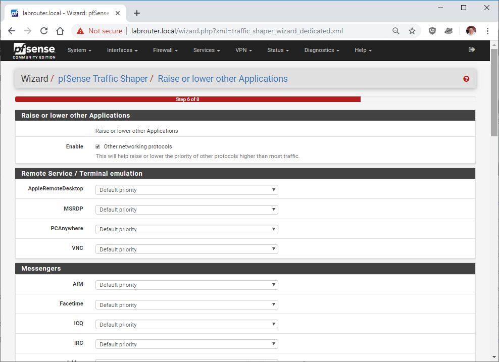 pfSense Traffic Shaper Other parameters