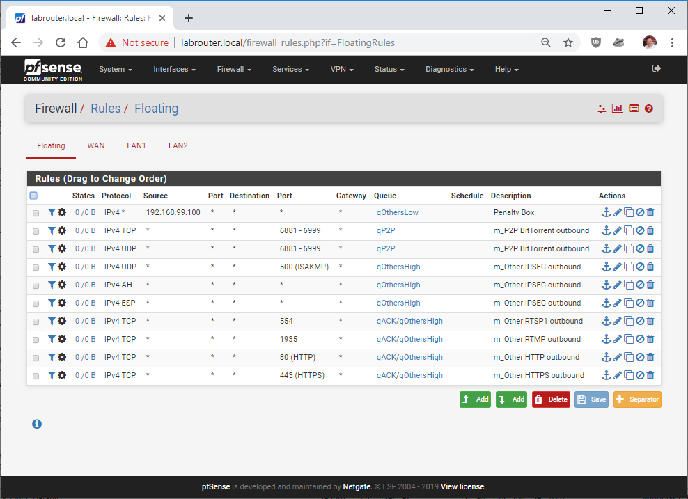 pfSense Traffic Shaper Firewall Rules