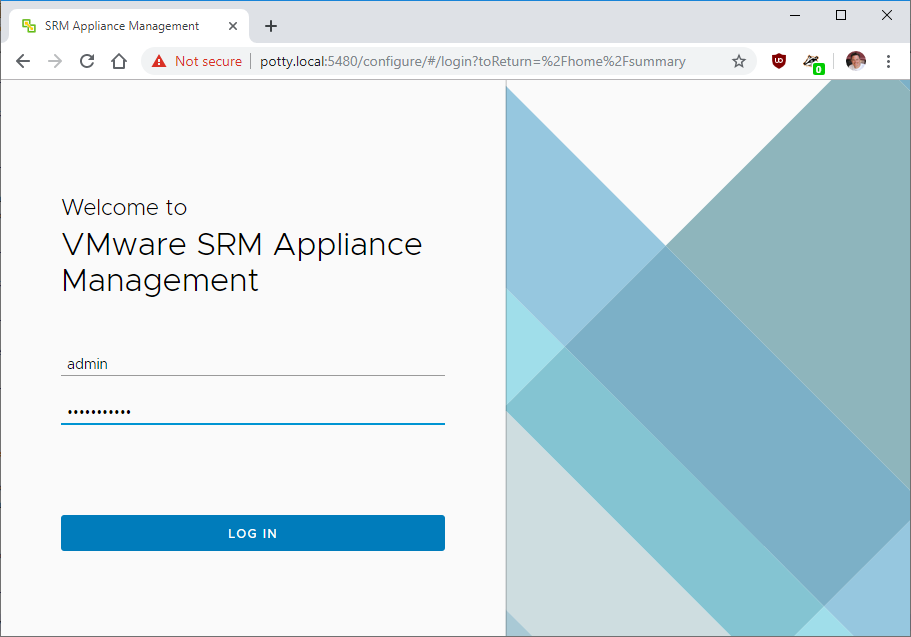SRM Appliance login