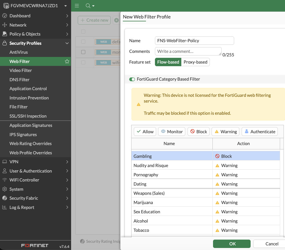 Create Filter Policy