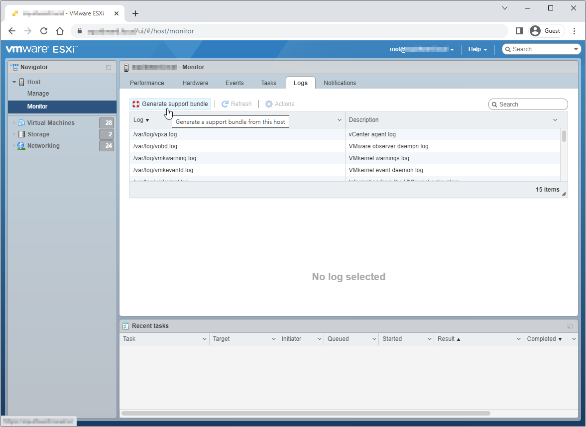 Generate ESXi Log Bundle