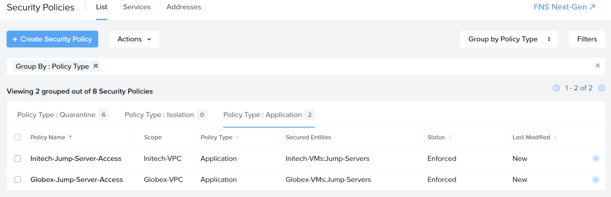 Completed Jump VM Policies