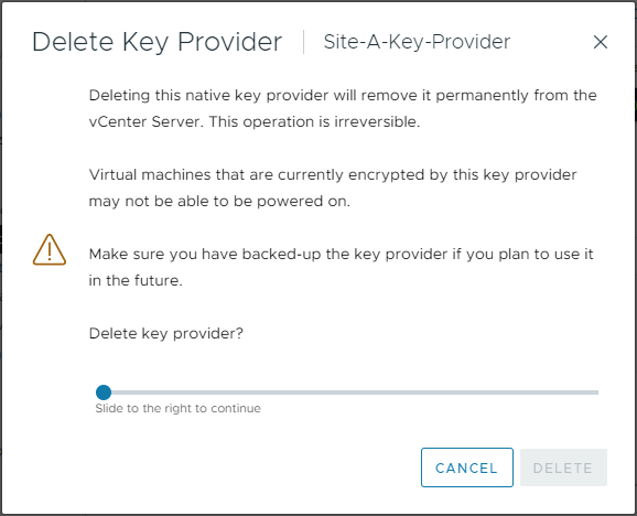 Delete Key Provider