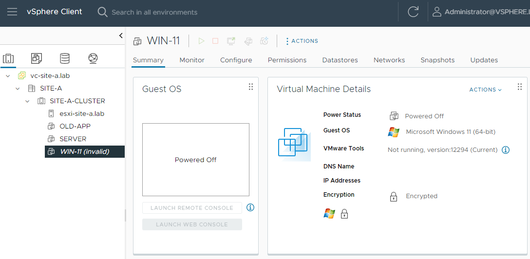 Invalid Encrypted VM