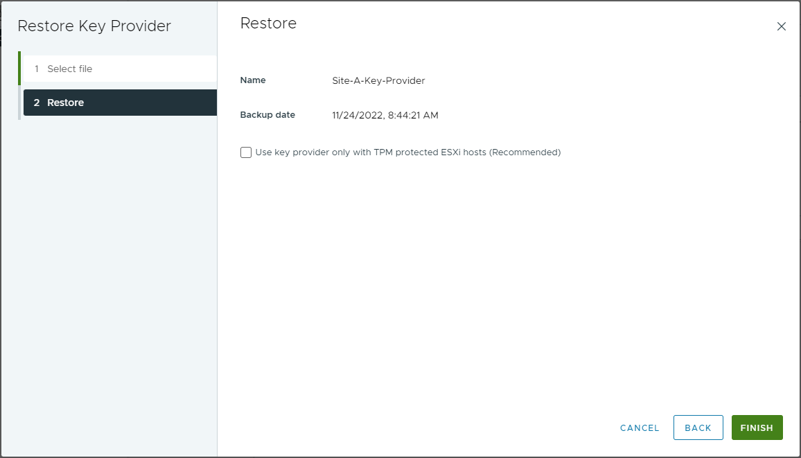 Restore Native Key Provider 2