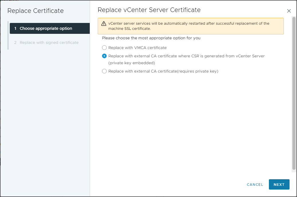 Import and Replace vC Machine Cert 2