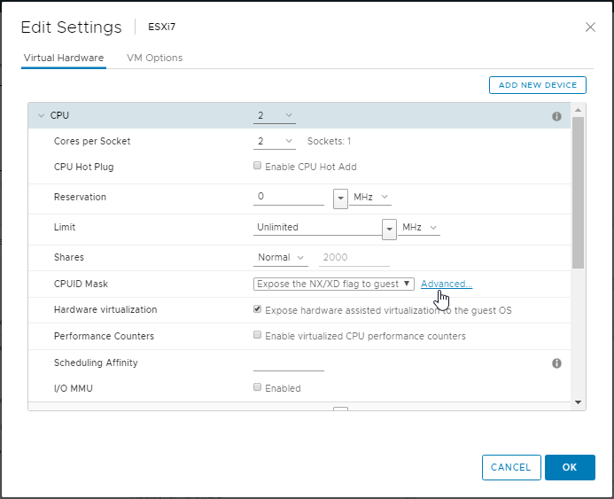 CPU Advanced Settings